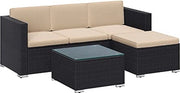Set da giardino con cuscini e tavolo in vetro - mobili da esterno - terrazzo - balcone - stile rattan