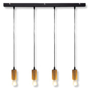 MOHOME Lampada Sospensione 4 Luci E27 Industriale Legno Vintage Plafoniera Lampadario Soffitto Paralume Ferro Illuminazione Sala Pranzo Soggiorno Camera Letto Ufficio