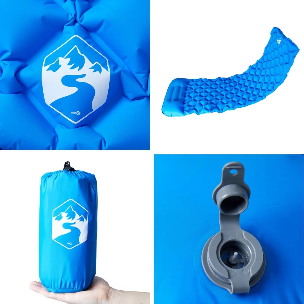 Materasso da Campeggio Gonfiabile con Cuscino 1 Persona Blu CFW5374054