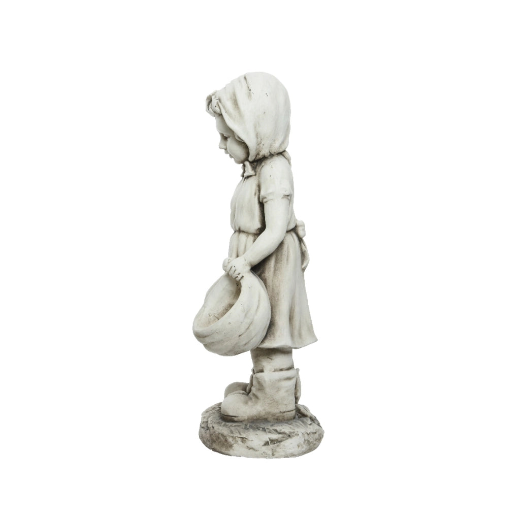STATUA BIMBA25X37XH66,5CM IN POLIMAGNESIO BIANCO.
