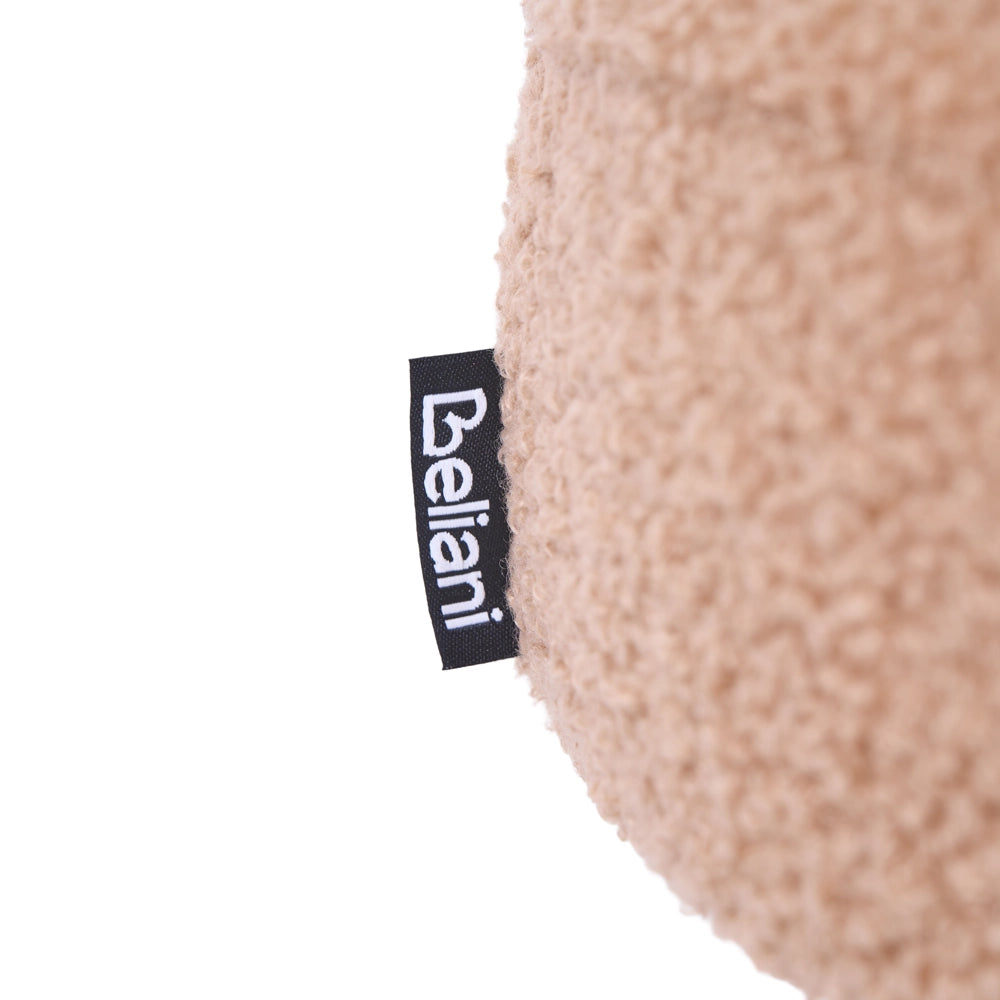 Panca Boucle con gambe in metallo, seduta ovale imbottita, stile cottage retrò, marrone chiaro