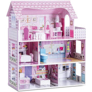 Casa delle bambole a 3 piani 61 x 26,5 x 71 cm giocattoli educativi decorativi in ​​MDF rosa 20_0017779