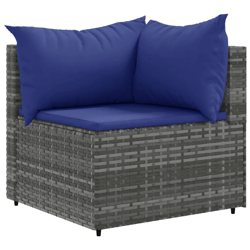 Set Divani da Giardino 7 pz con Cuscini in Polyrattan Grigio 3308231