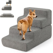 Scalette in Schiuma a 4 Gradini, Rampa per Cani Pieghevole con Fondo Antiscivolo e Copertura Rimovibile e Lavabile per Letto Alto Divano, Scala per Cani e Gatti, 60 x 40 x 40 cm