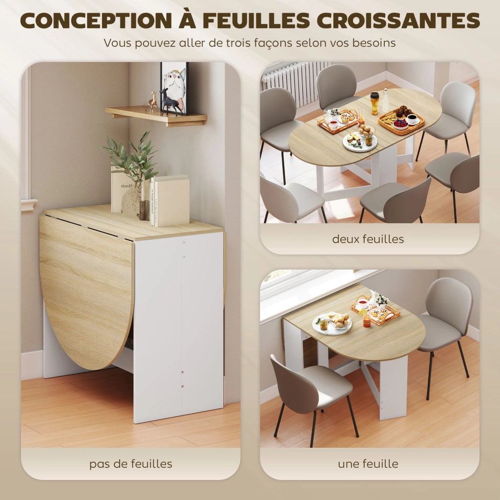 Tavolo da pranzo pieghevole ¨C zephmum ¨C legno naturale ovale per 6 persone