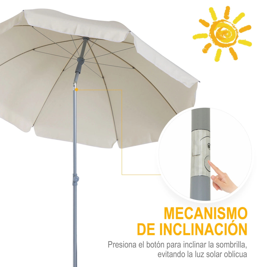 Ombrellone da Giardino ¨C zephmum ¨C Beige ?202 cm