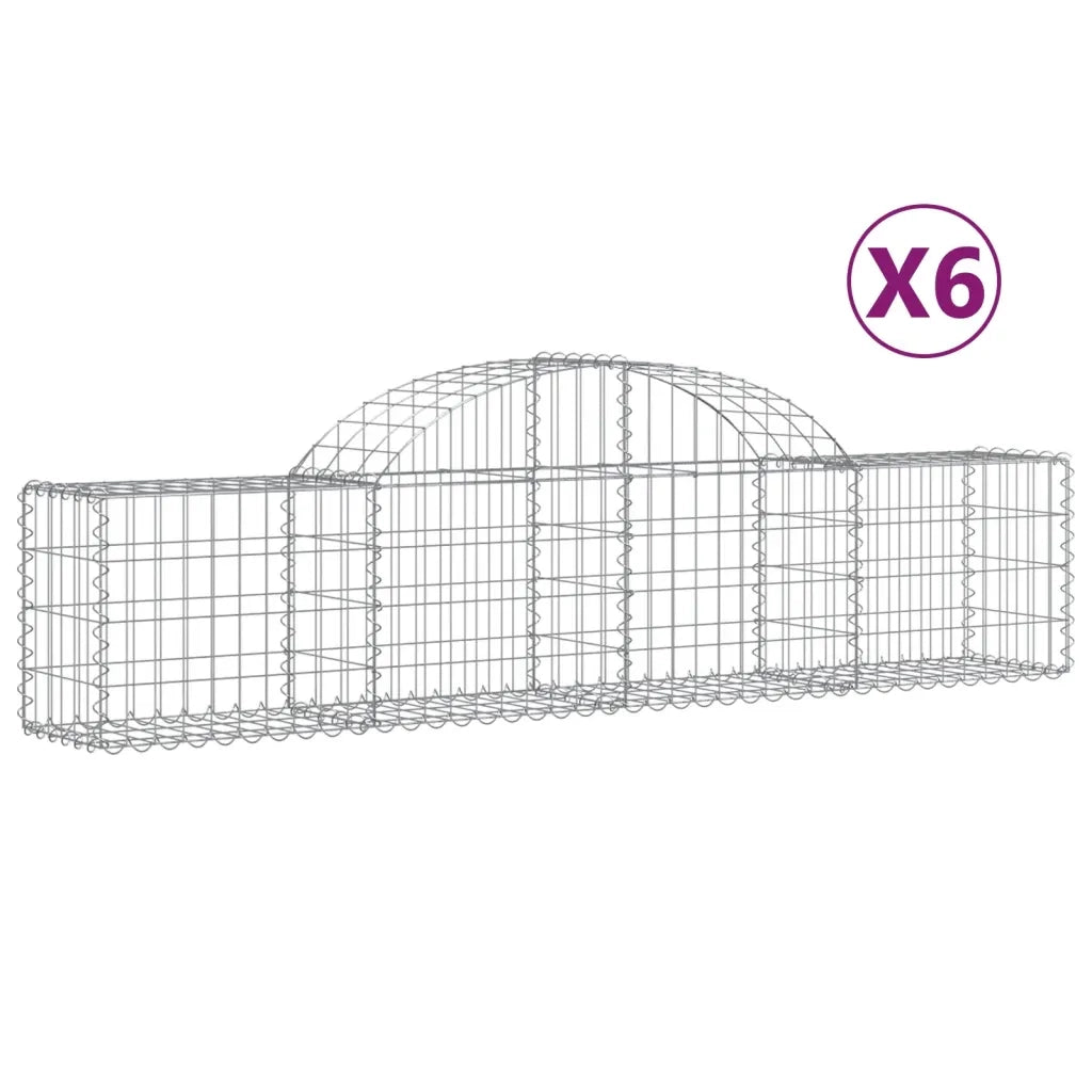 Cesti Gabbioni ad Arco 6 pz 200x30x40/60 cm Ferro Zincato 3146051