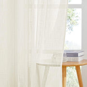 Set di 2 tende in stile rustico in look di lino, tende semi-trasparenti con occhielli, per soggiorno, porta finestra, H 240 x B 132 cm, beige chiaro