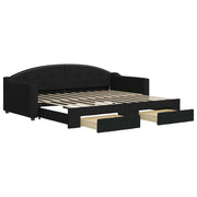 Divano letto | Sof¨¤ letto | Letto singolo Estraibile con Cassetti Nero 90x200 cm in Tessuto