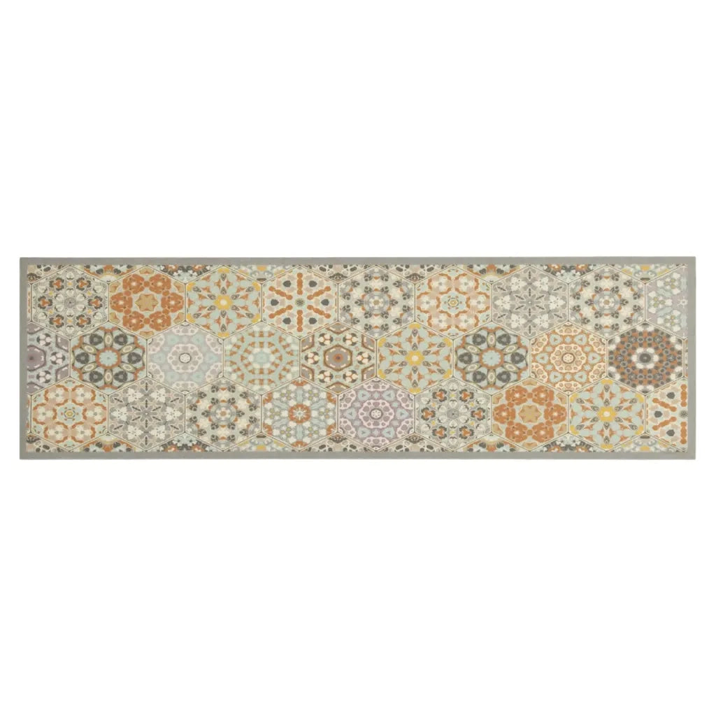 Tappeto da Cucina Lavabile-Tappetino da Cucina Pastello Esagono 45x150 cm Velluto