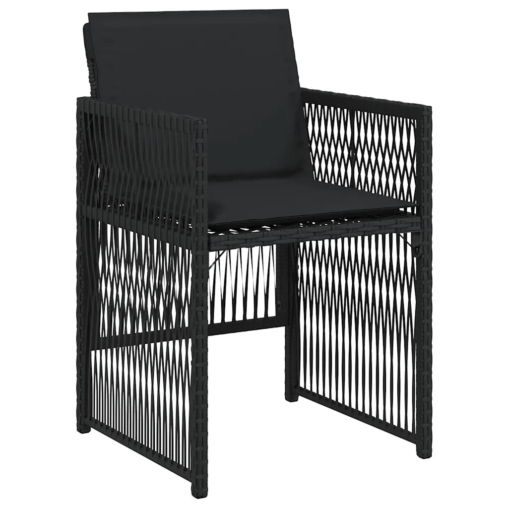 Sedie da Giardino con Cuscini 4 pz Nere in Polyrattan