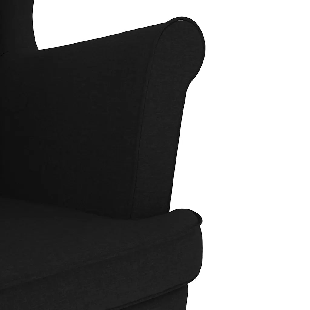 Divano Sedia-Poltrona con Poggiapiedi Nera in Tessuto 597465