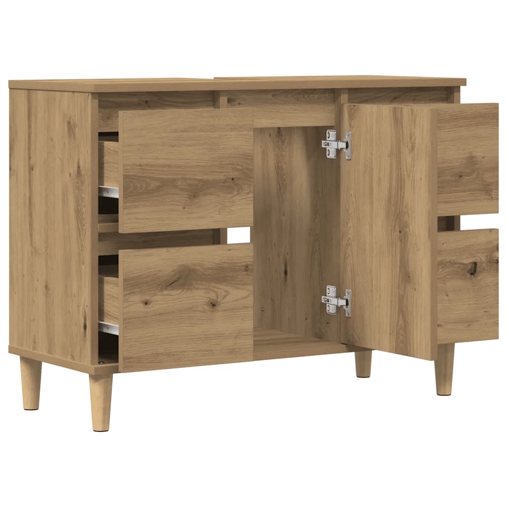 Mobile Lavabo Rovere Artigianale 80x33x60 cm Legno Multistrato 857127