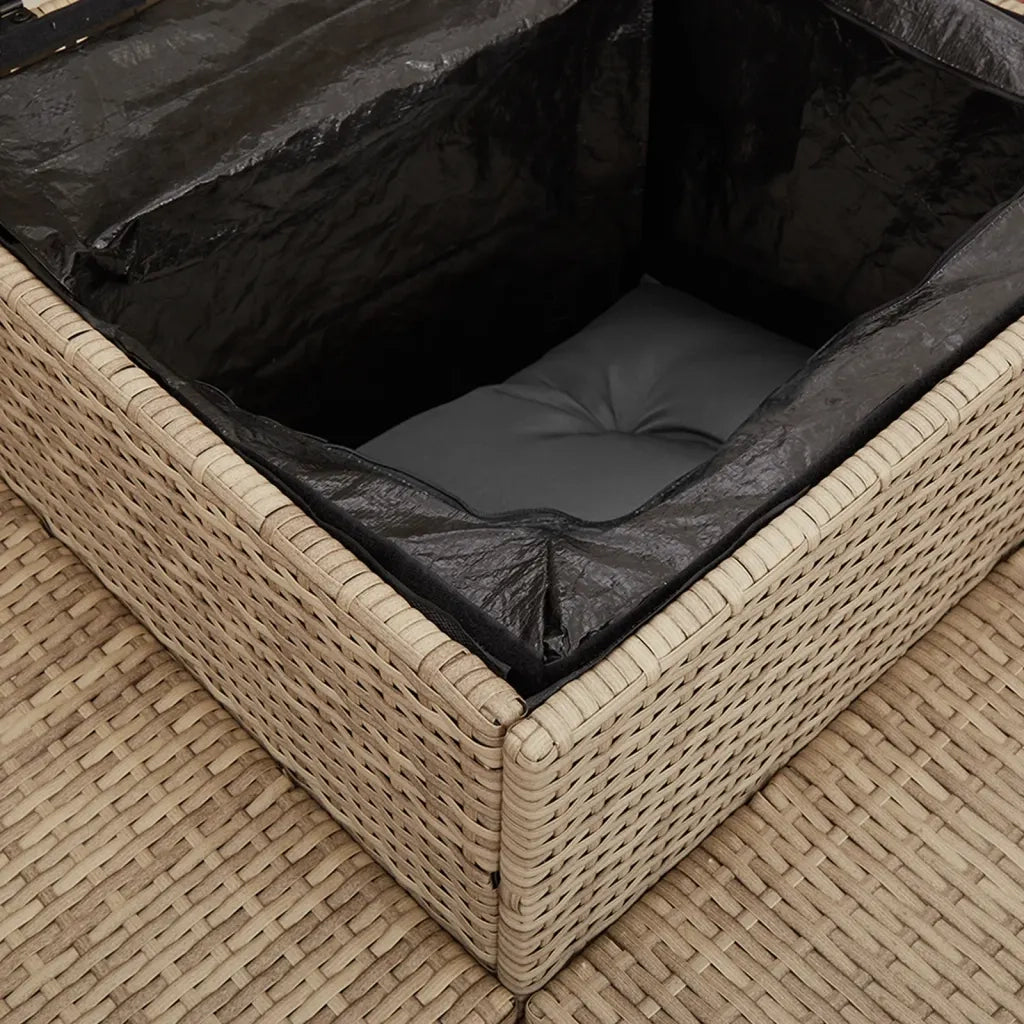 vidaXL Divano da Giardino con Tavolo e Cuscini a L Beige in Polyrattan