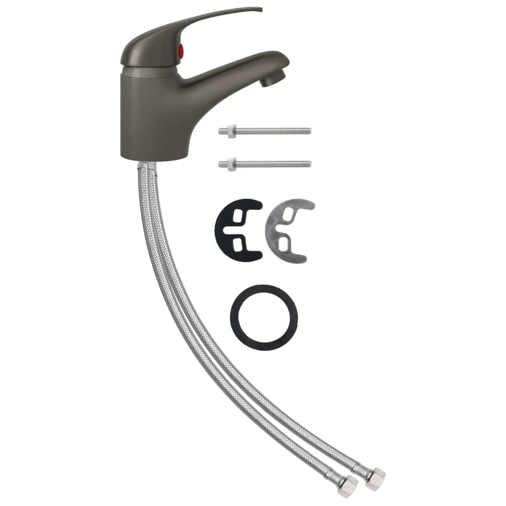 Miscelatore lavabo 13 x 10 cm zinco, acciaio inox grigio 02_0003501