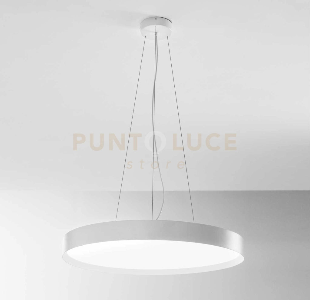 AVA S/M -  LAMPADARIO A SOSPENSIONE BIANCO A LED 3000-4000K 8500-8900LM 80W+12W DOPPIA EMISSIONE DIMMERABILE D.80CM