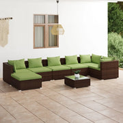 Set Divani da Giardino 8 pz con Cuscini in Polyrattan Marrone 3101844