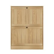 Scarpiera con 2 ante ribaltabili e ripiani regolabili per ingresso in MDF rovere 92.5×42×17.8 cm