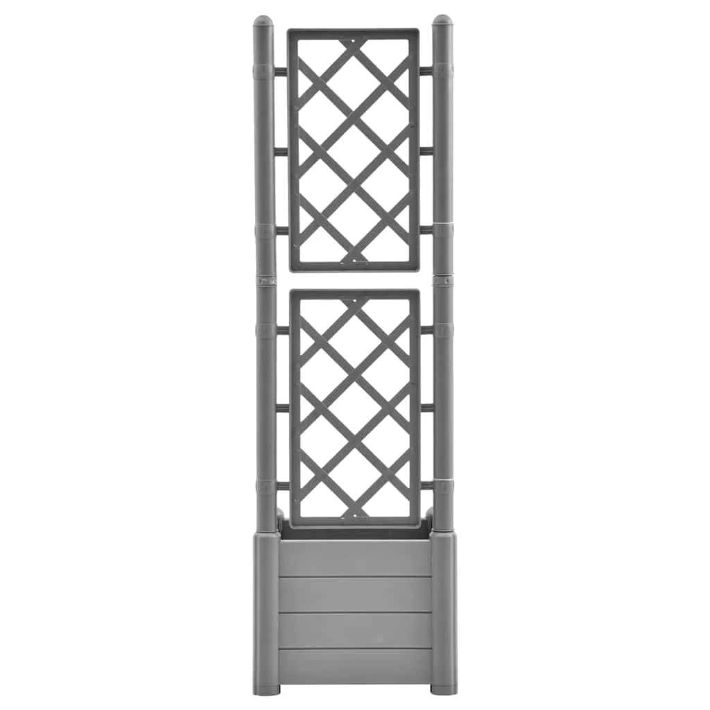 Fioriera rialzata per piante fiori terrazza giardino con traliccio 43 x 43 x 142 cm PP grigio pietra 02_0038298