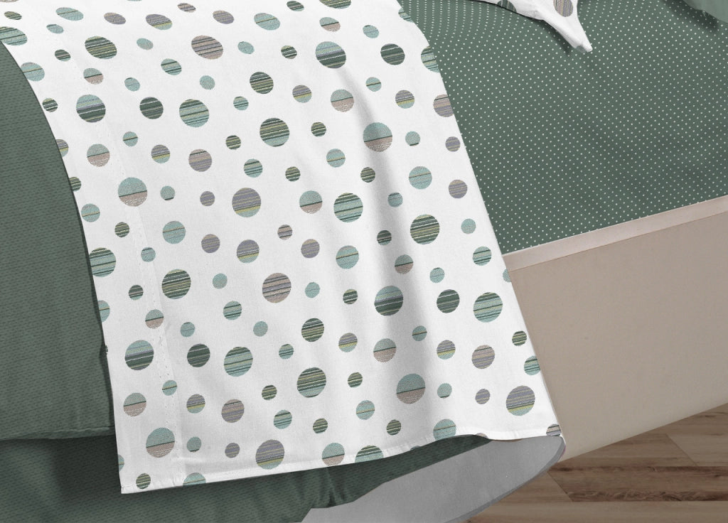 Completo Lenzuola Letto 100% Cotone Made Italy 3027 Disegno Dandy - Matrimoniale - Verde