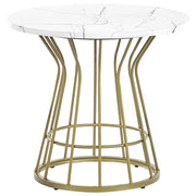 Tavolino Base in Metallo Dorato Effetto Marmo Piano Open Stile Glamour