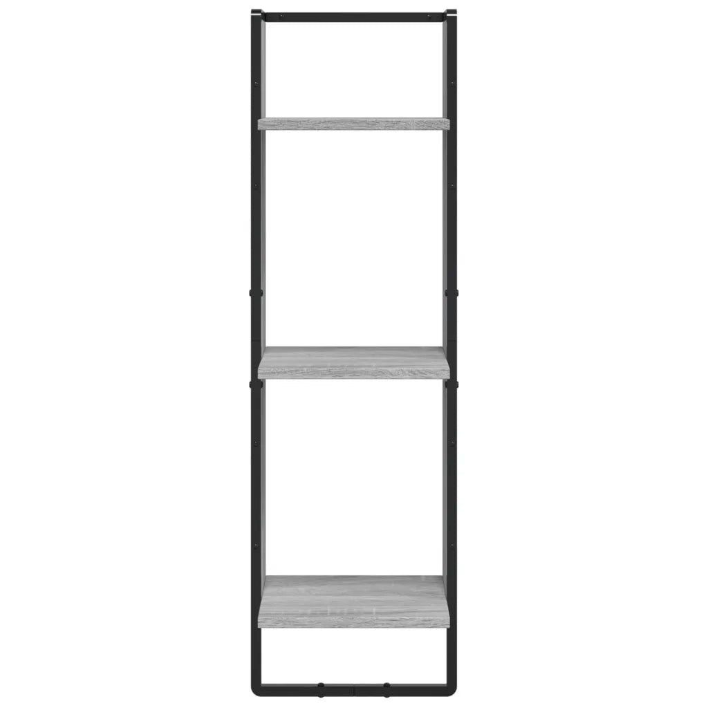 Set Mensole Parete con Aste 6pz Grigio Sonoma Legno Multistrato 836316