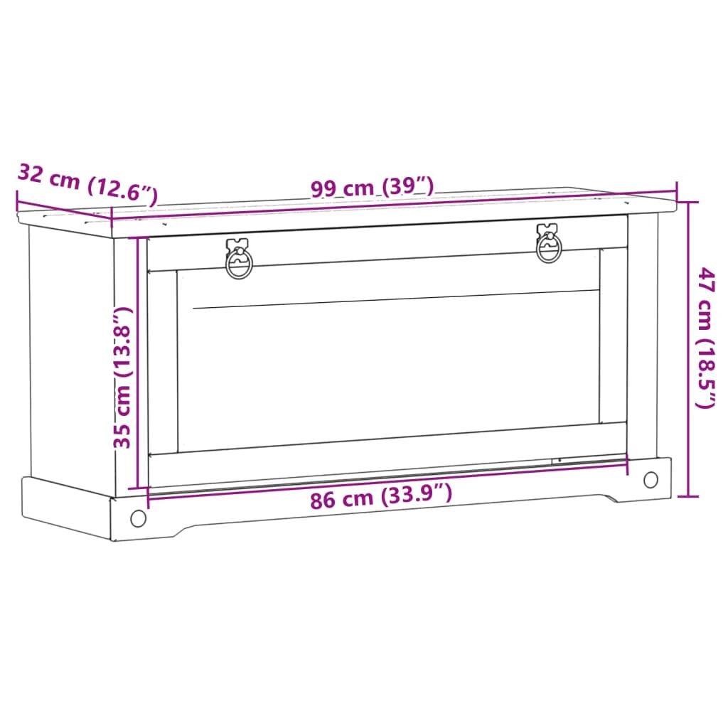 Scarpiera mobile contenitore per scarpe mobile per ingresso/corridoio/soggiorno Corona 99 x 32 x 47 cm legno massello di pino marrone 02_0021750