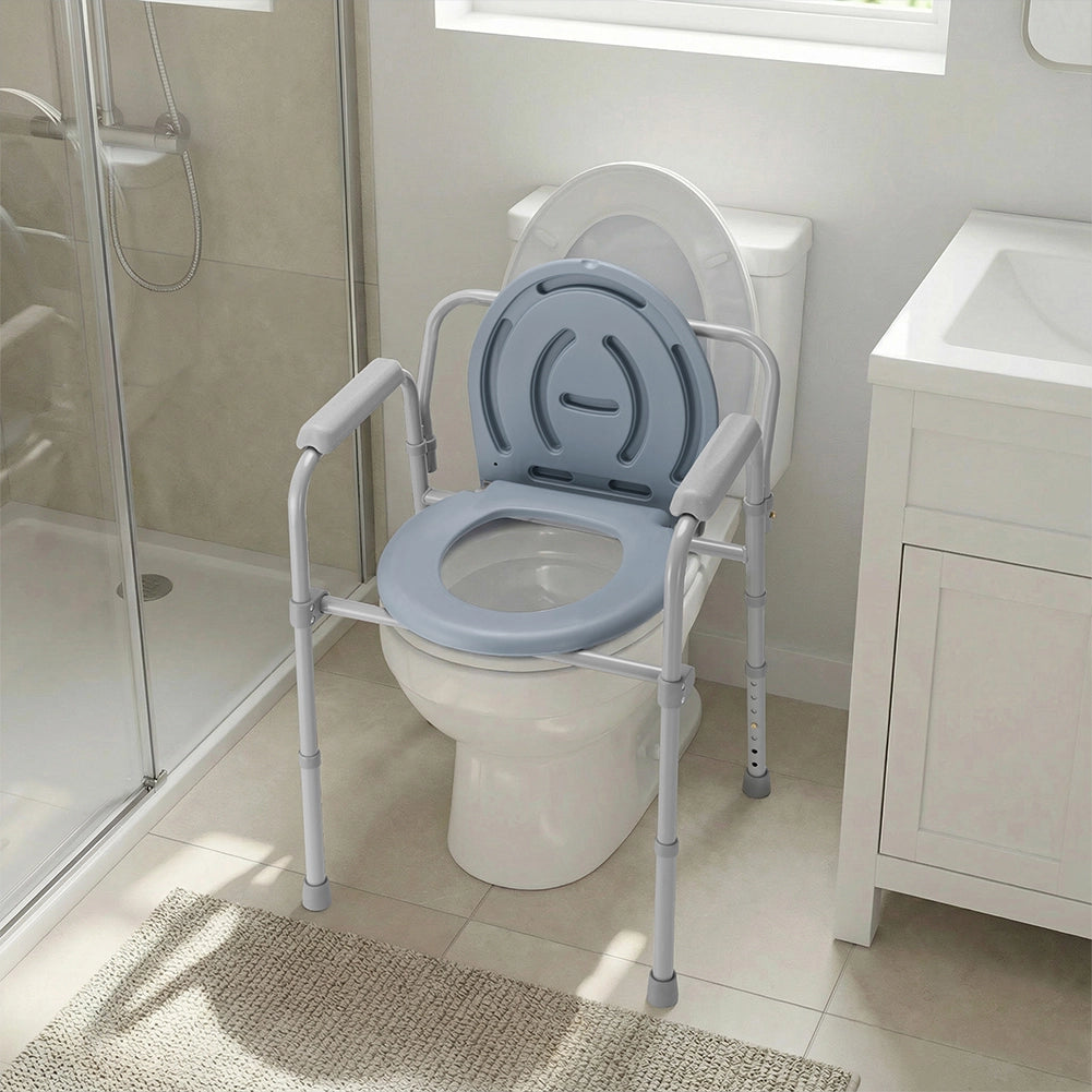 Sedia Toilette Wc Metallo Leggero Vaso Removibile per Anziani Mobilità Ridotta
