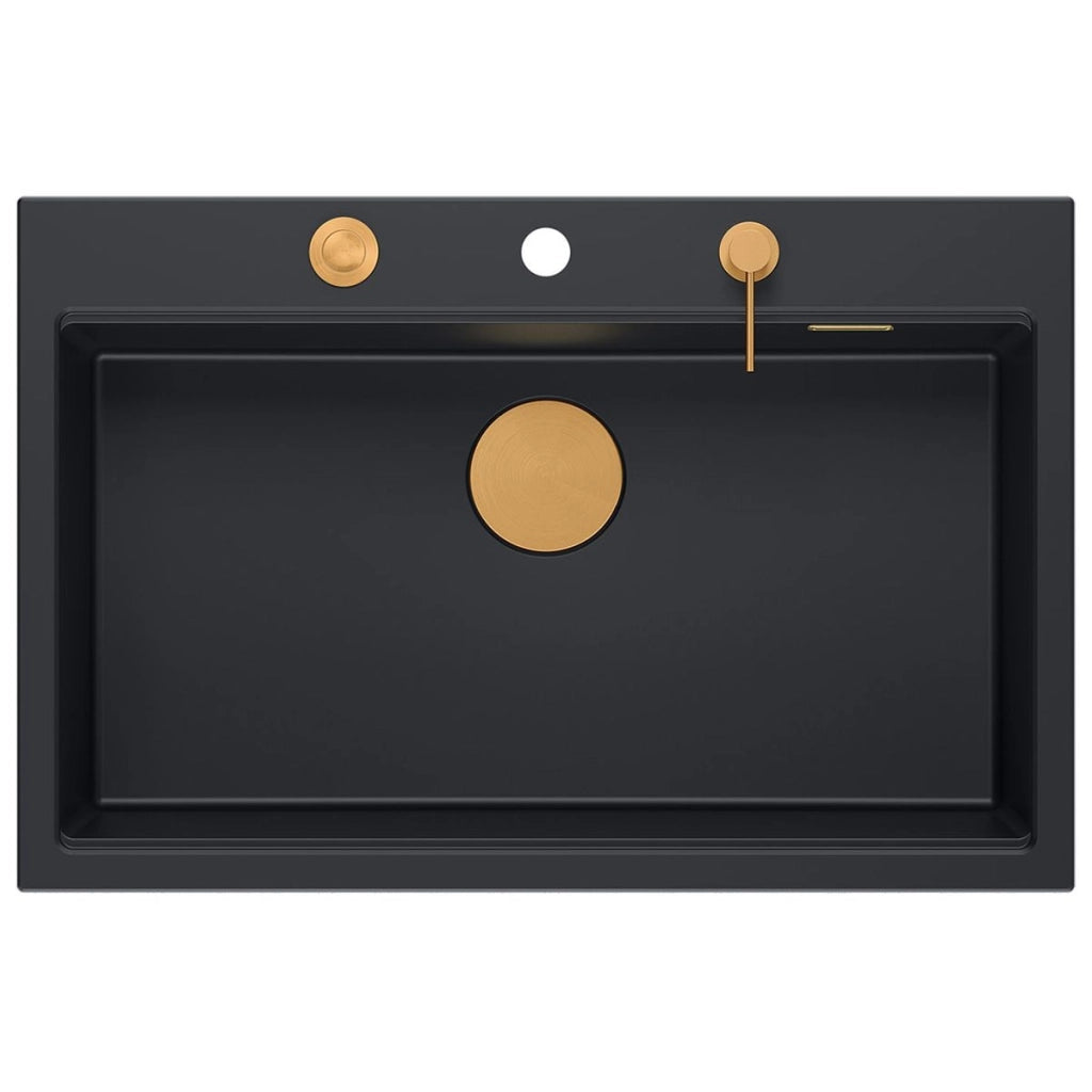 Lavello In Granito Marc 110 Workstation Black Tappo rame spazzolato