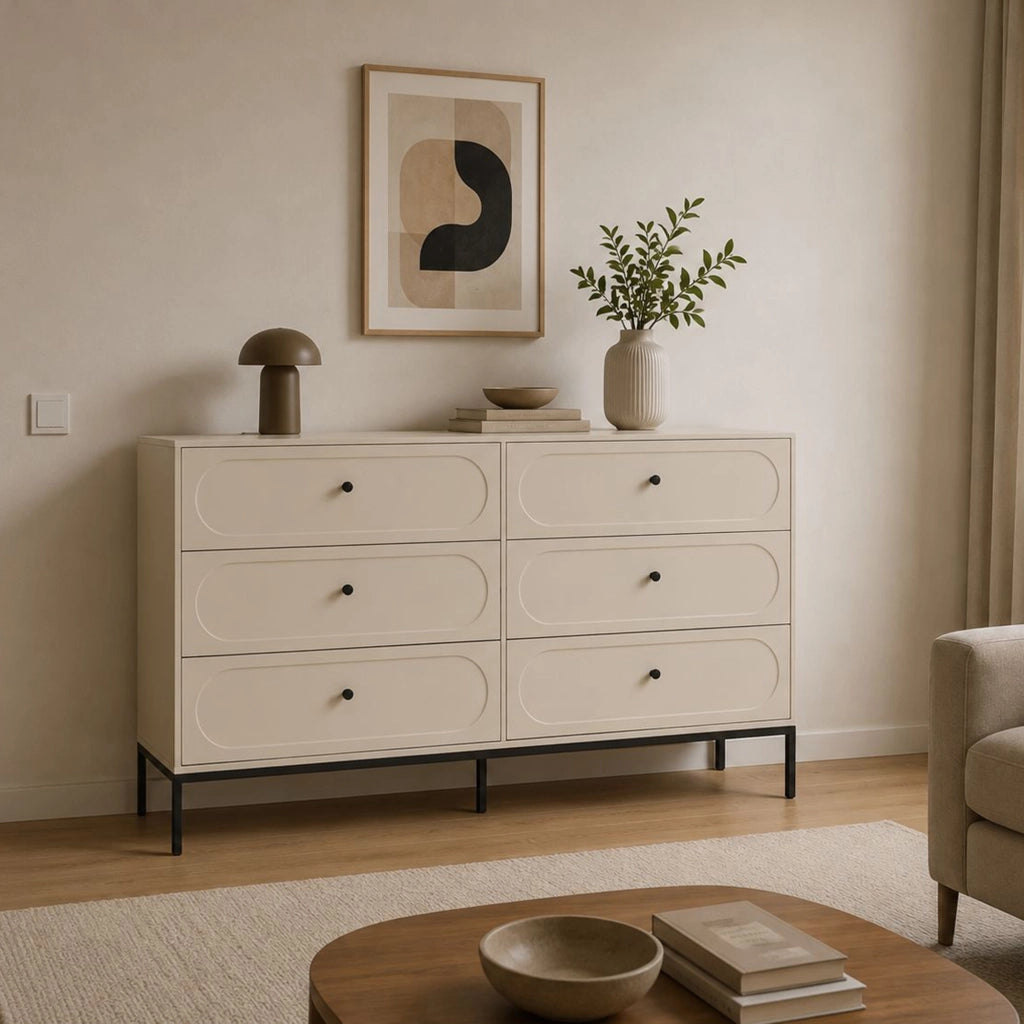 Laniti, Cassettiera 4 Cassetti, 150x40x92h cm Beige Cashmere