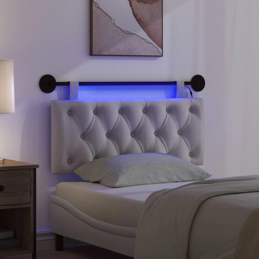 Testiera | Testata sospesa Con luce LED Grigio Nuvola Tessuto