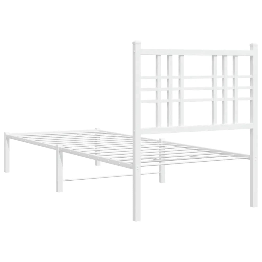 Giroletto con Testiera-Struttura Letto con testiera Metallo Bianco 80x200 cm 672773
