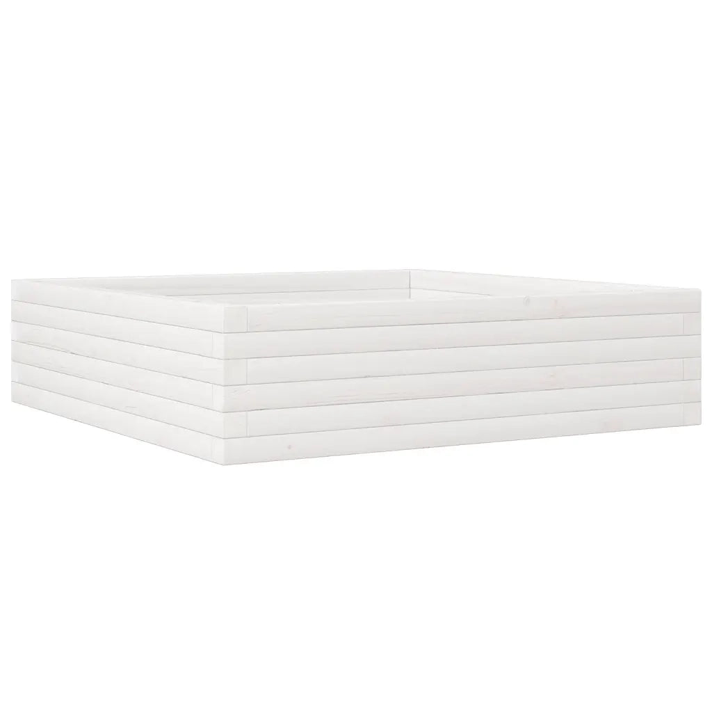 Fioriera da Giardino-Vaso da Esterno Bianca 90x90x23 cm Legno Massello di Pino