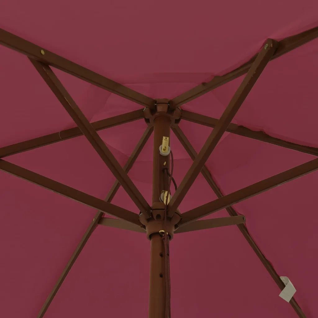Ombrellone da Giardino con Palo in Legno Bordeaux 196x231 cm 363163