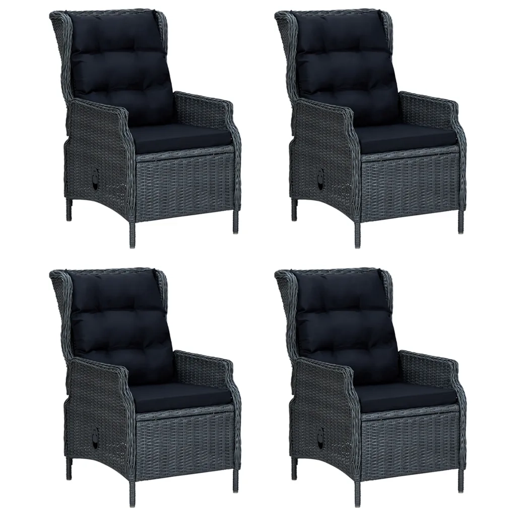 Set da Pranzo da Giardino 5 pz Grigio Scuro in Polyrattan cod mxl 35461