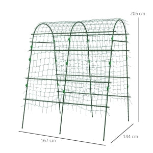 Grigliato per piante rampicanti da giardino in acciaio verde con rete, struttura regolabile 144x167x206 cm