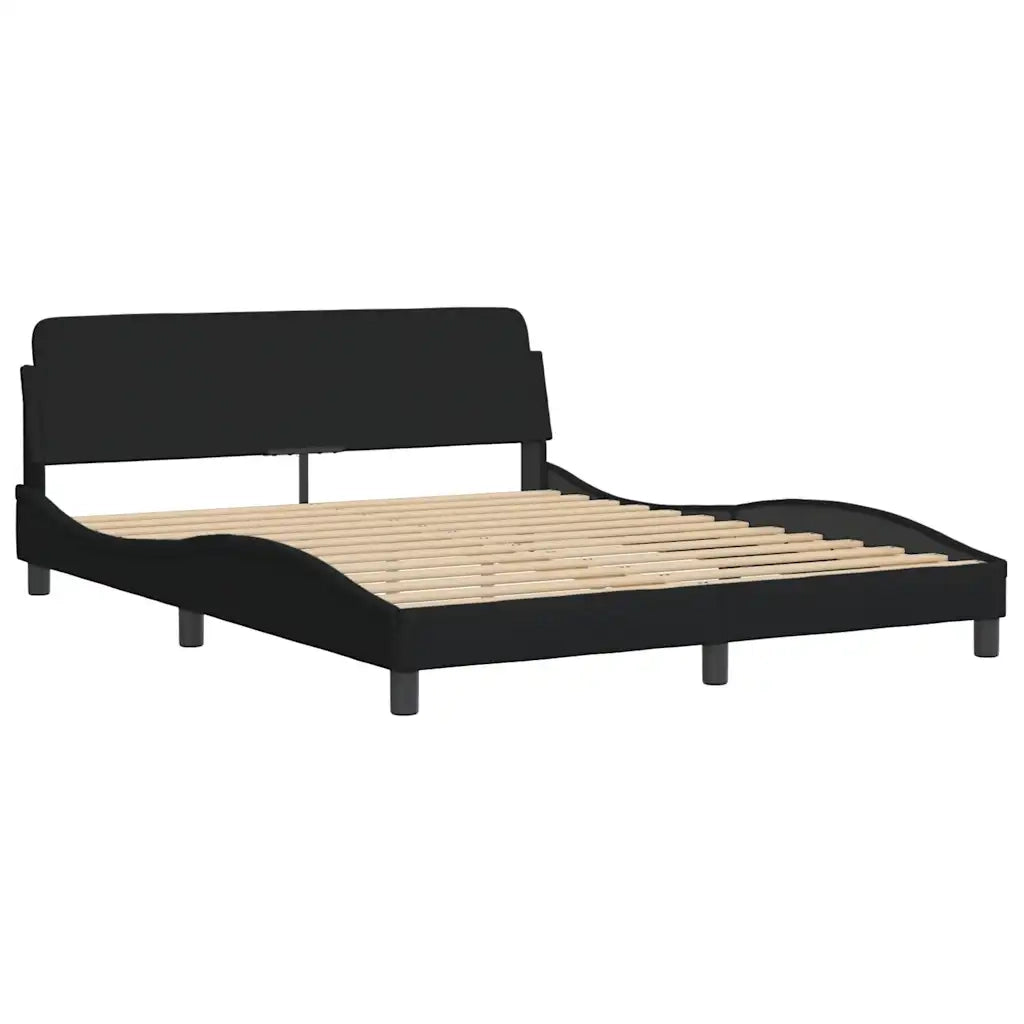Letto matrimoniale | Letto per adulti | Giroletto Dover Nero 160x200 cm in Tessuto