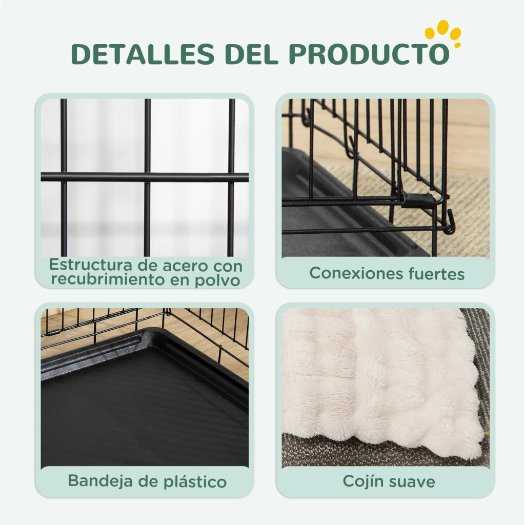 Cuccia per Cani Pieghevole con Cuscino ¨C zephmum ¨C Nero e Beige 75x48.5x53 cm