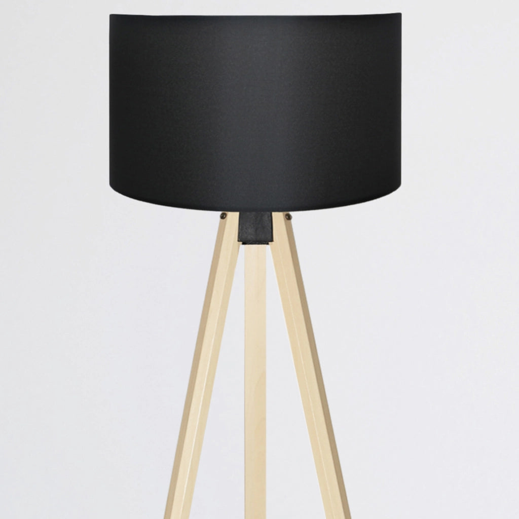 Lampada da Terra a Treppiede Newport Alta 140 cm Paralume Cilindrico - Nero lux.pro
