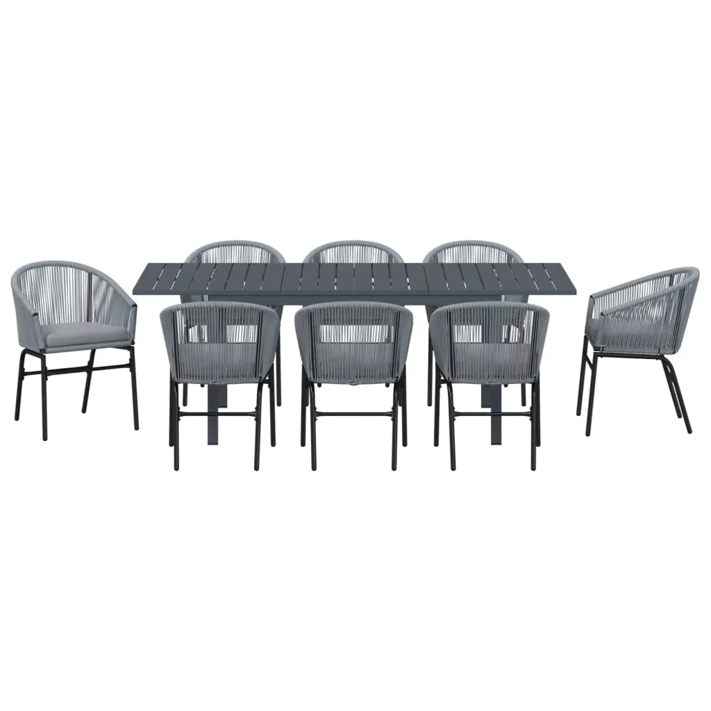 Set da Pranzo per Giardino 9 pcs Grigio polyrattan 3378833