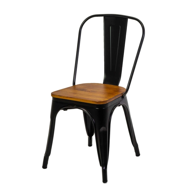 Sedia ferro new bristol nero seduta legno cm 43x43h45/84