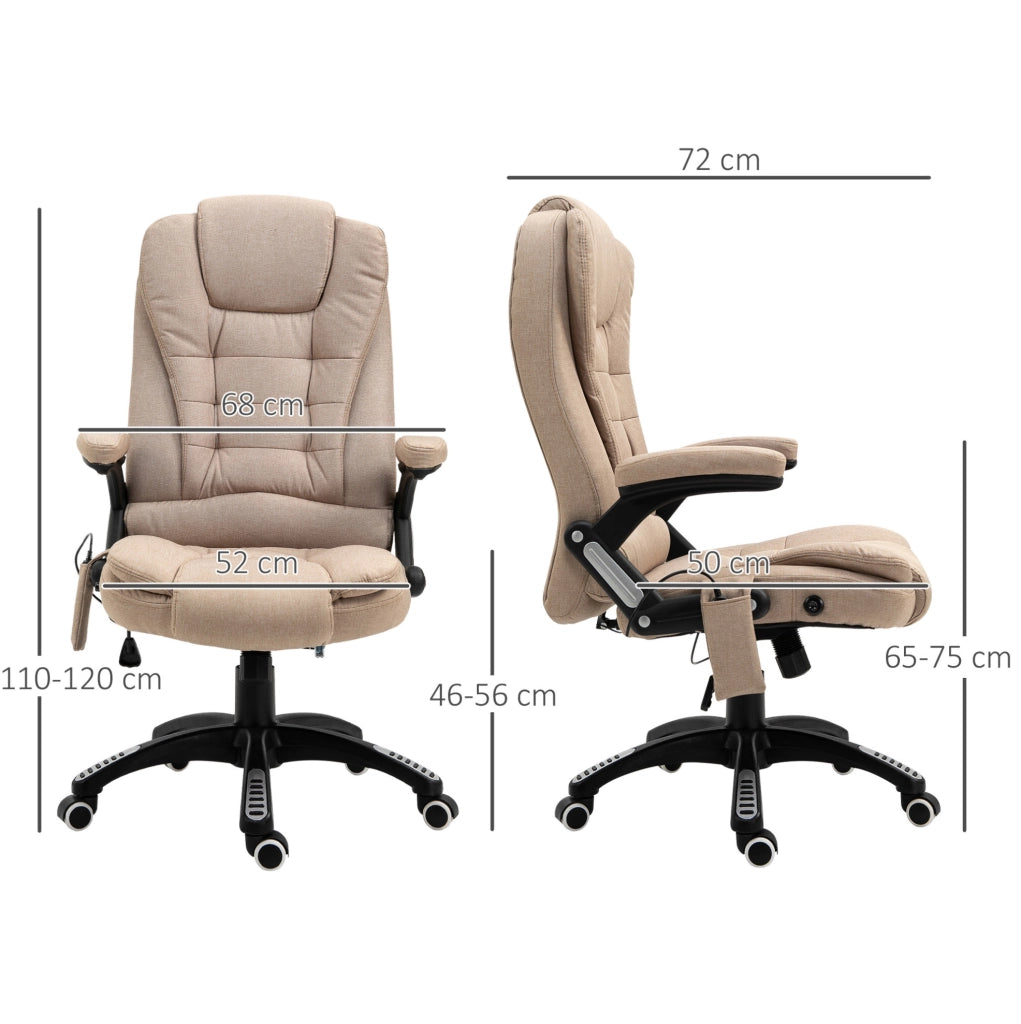 Poltrona ufficio ergonomica con massaggio e riscaldamento, reclinabile, marrone