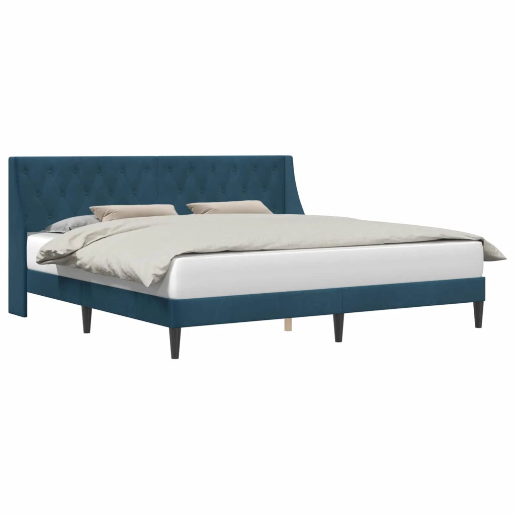 Struttura del letto con testiera Blu 200 x 200 cm Velluto