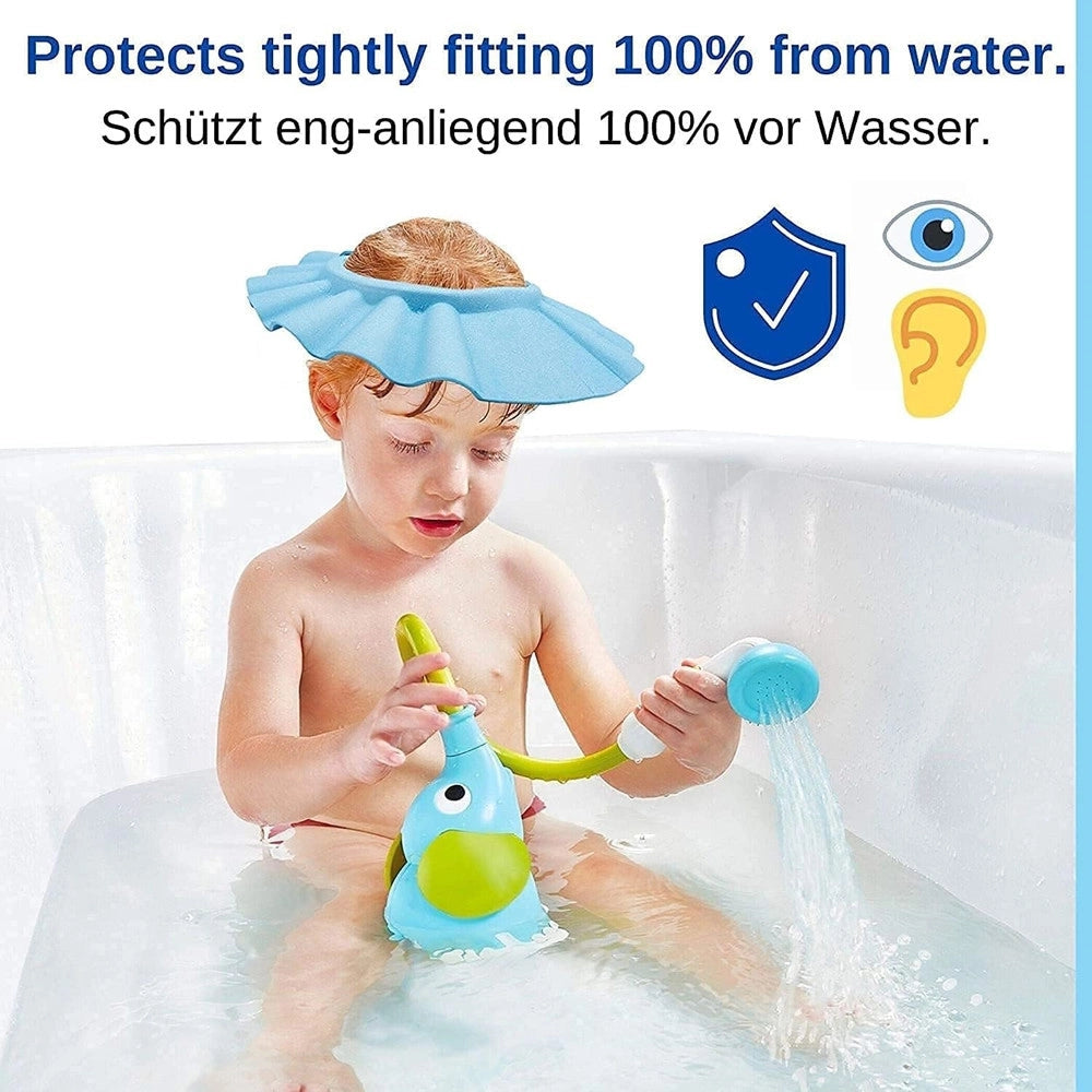 Trade Shop - Cappello Doccia Per Bambini 3 Pz Cuffia Da Bagno Per Testa Bambino Regolabile Visiera -