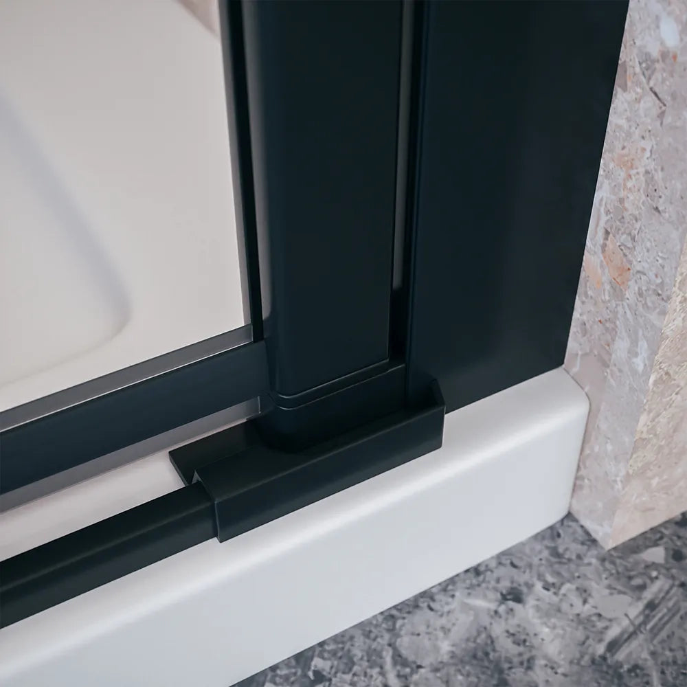 Porta doccia 80cm apertura a libro lato destro con profili nero opaco e vetro da 8mm trasparente h195 | Fiji