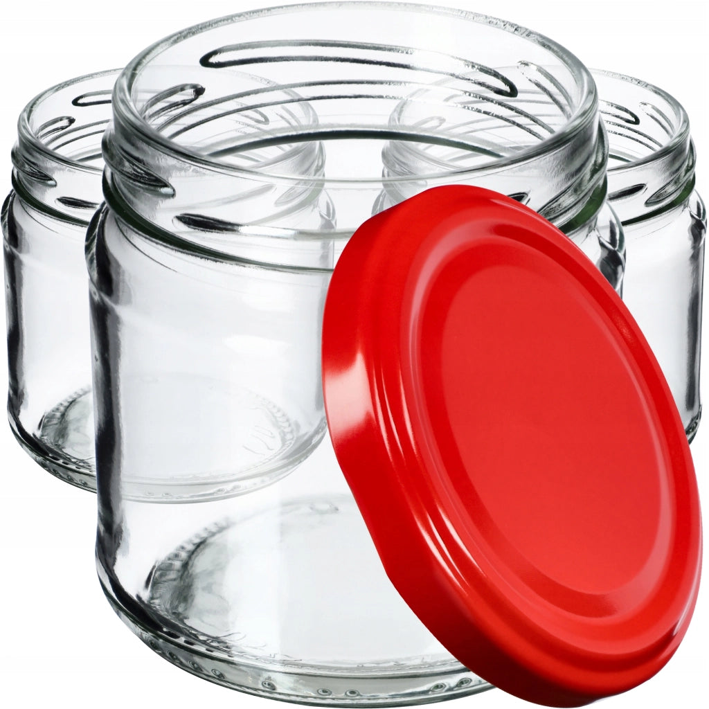 Barattoli per conserve KADAX Lerma 200 ml 10 pezzi 66 mm + coperchi rossi