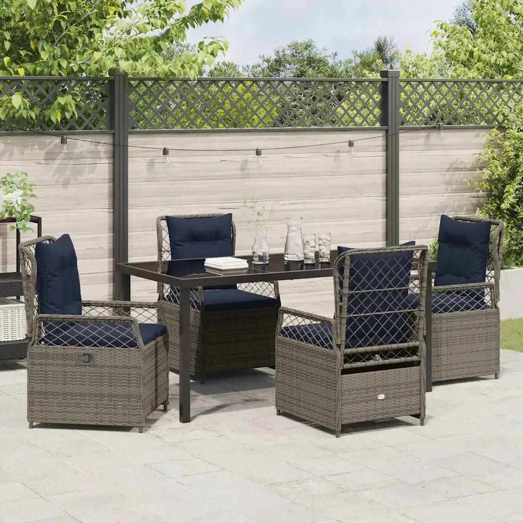 Set da Pranzo per Giardino 5 pcs Grigio polyrattan 3381054