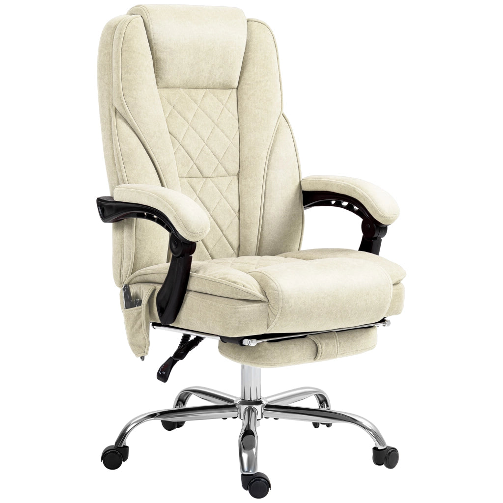 Poltrona da ufficio massaggiante e riscaldante ¨C Minimal ¨C regolabile in altezza con poggiapiedi retrattile beige