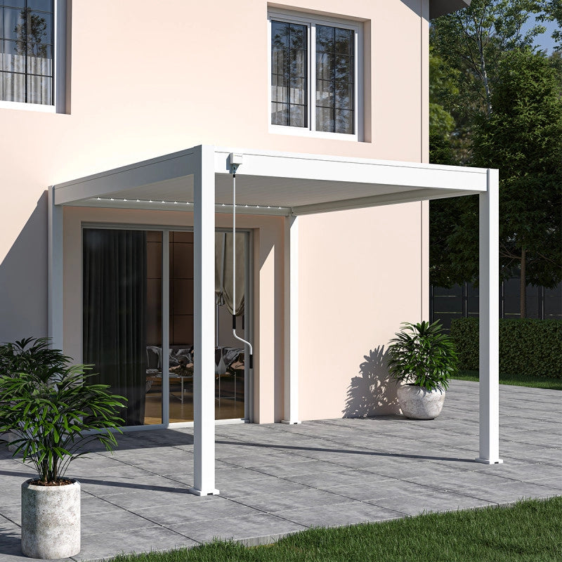 Pergola bioclimatica Ombréa autoportante VS 3x3M Bianco + 1 tenda