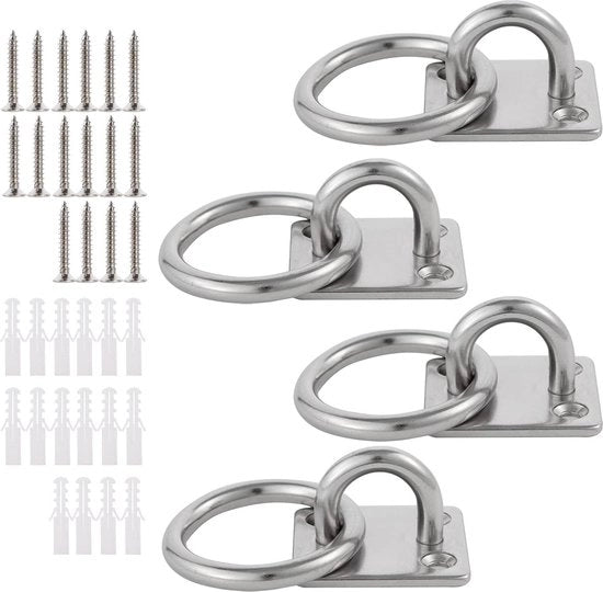Muuranker in RVS 304 con Oroglio con Anello M6 - Serrature di Durata - Sostegno di Corda per Soggiorno - Sostegno per Yoga con Sacca di Pugilato